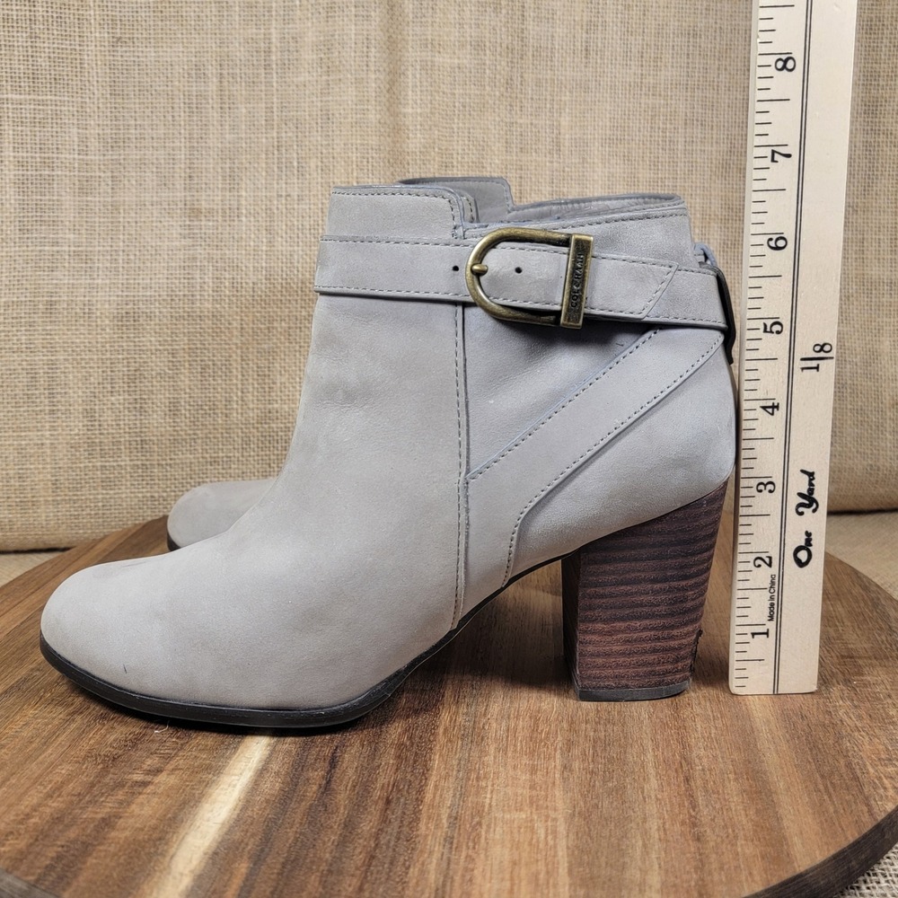 Cole Haan Harrington Grand Ankle Boots Gray Leather Booties Block Heel Women's 8 - Picture 6 of 10